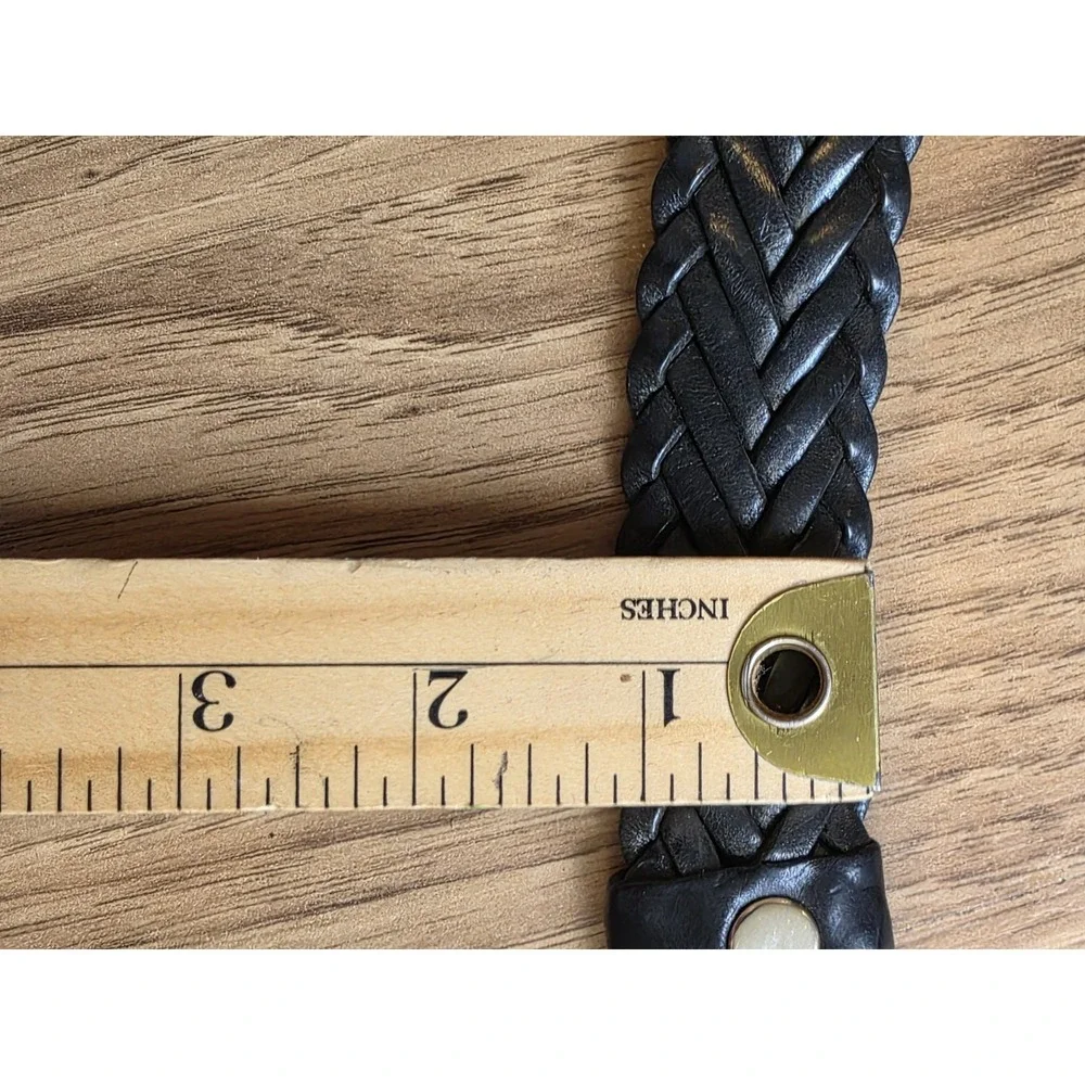 Braided Leather Western Belt Black And Silver 39